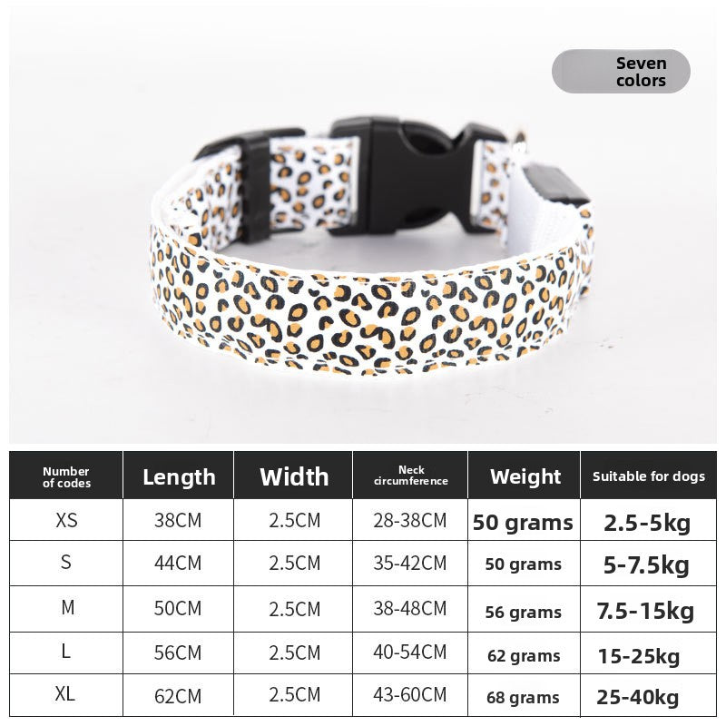 Dog glowing collar