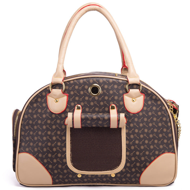 Luxury Pet Carrier Bag – PU Leather Travel Handbag for Small Dogs & Cats