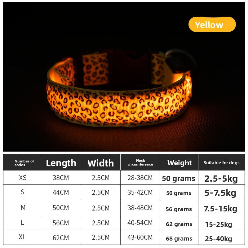 Dog glowing collar