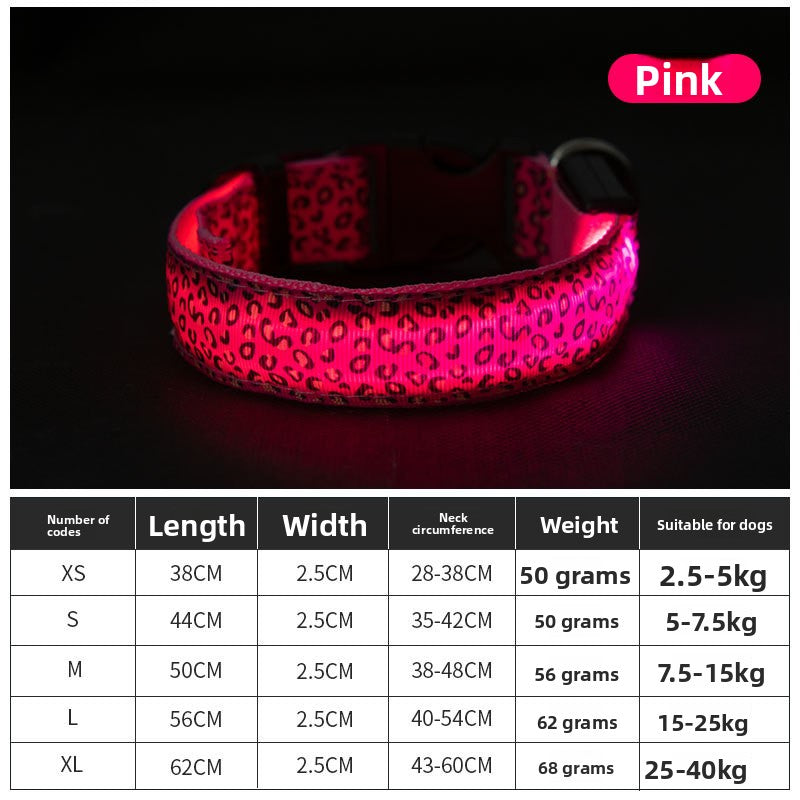 Dog glowing collar