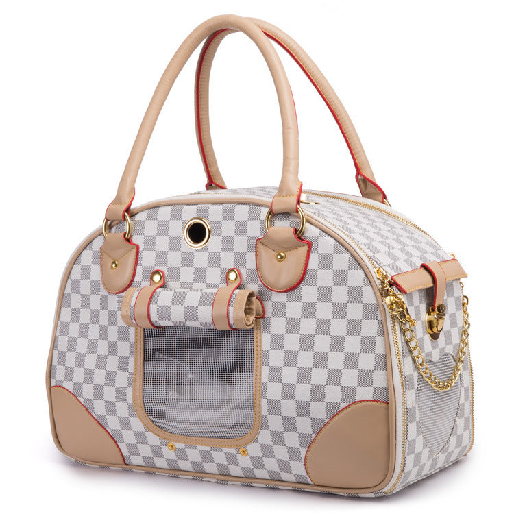 Luxury Pet Carrier Bag – PU Leather Travel Handbag for Small Dogs & Cats