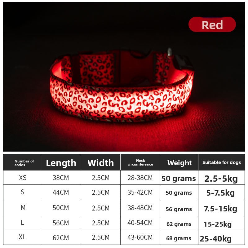 Dog glowing collar