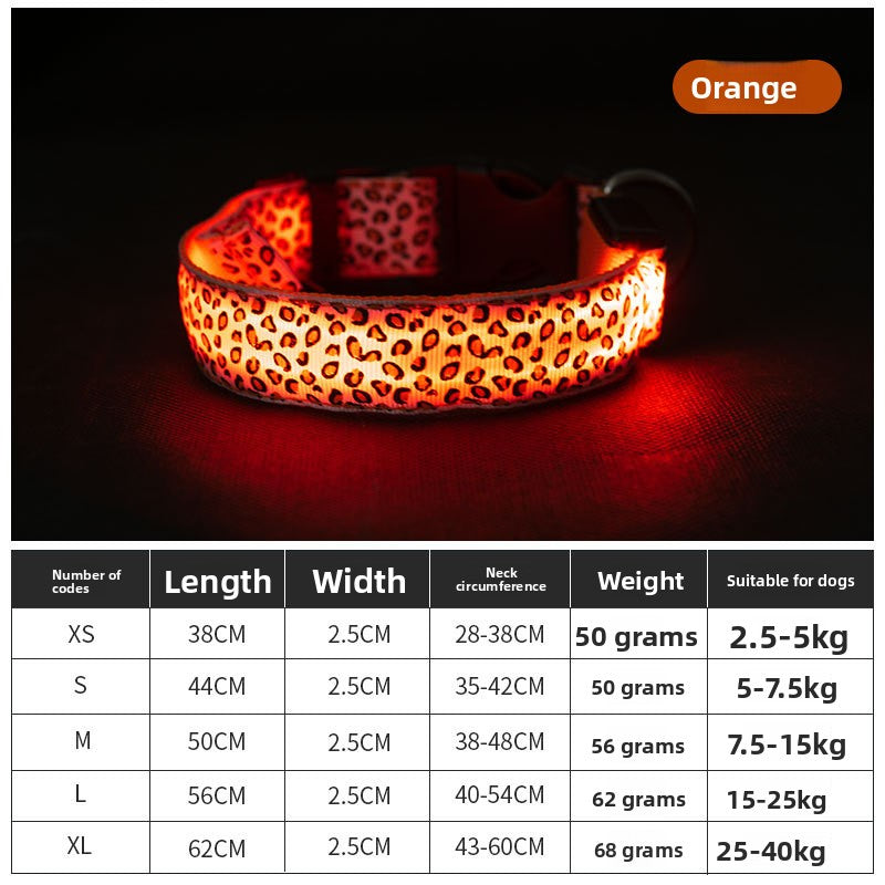 Dog glowing collar