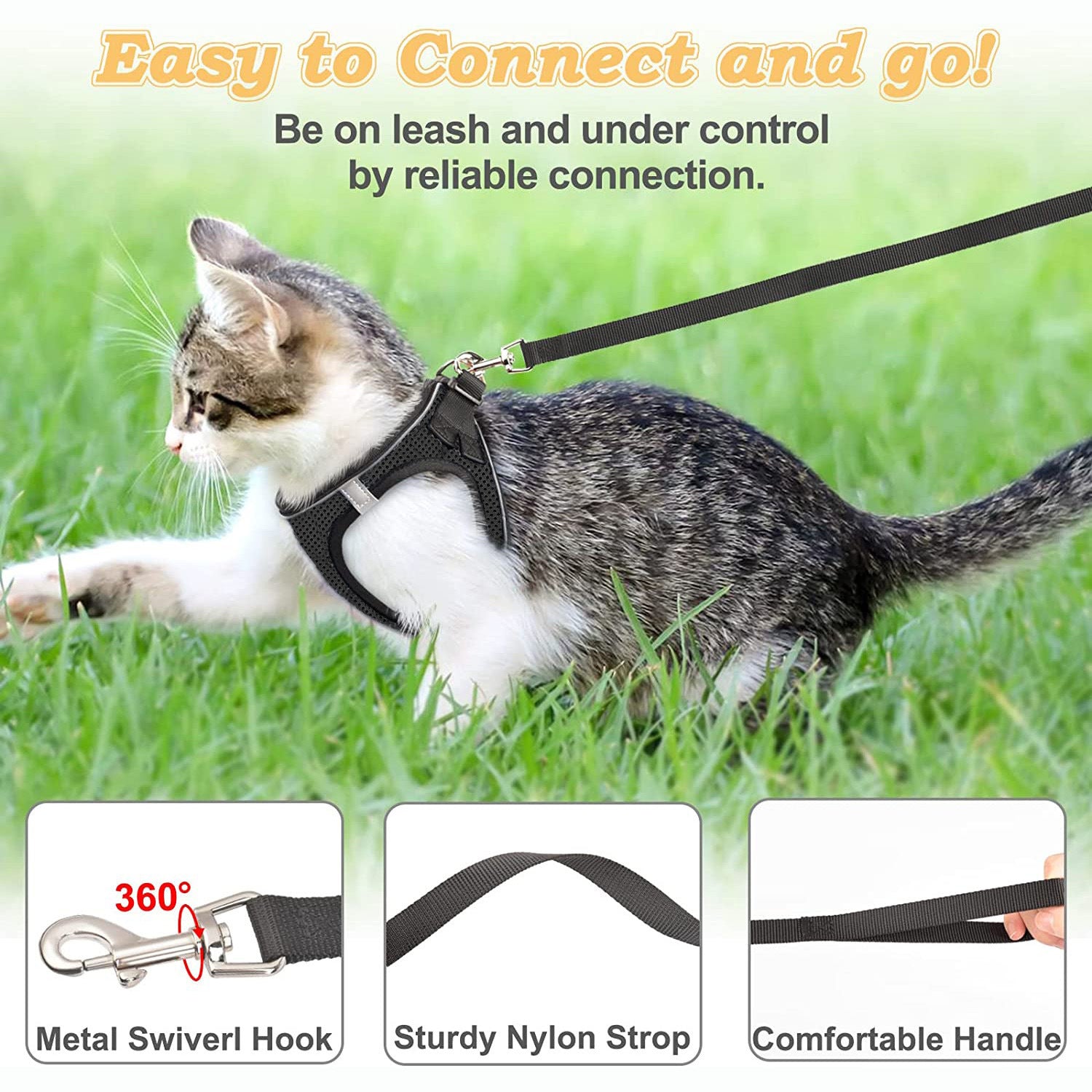 Breathable Reflective Cat/Dog Harness Leash