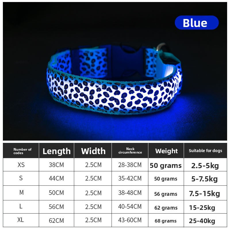 Dog glowing collar