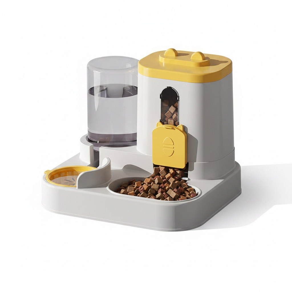 Automatic Pet Food Dispenser with Double Bowl – Portion Control for Cats & Dogs