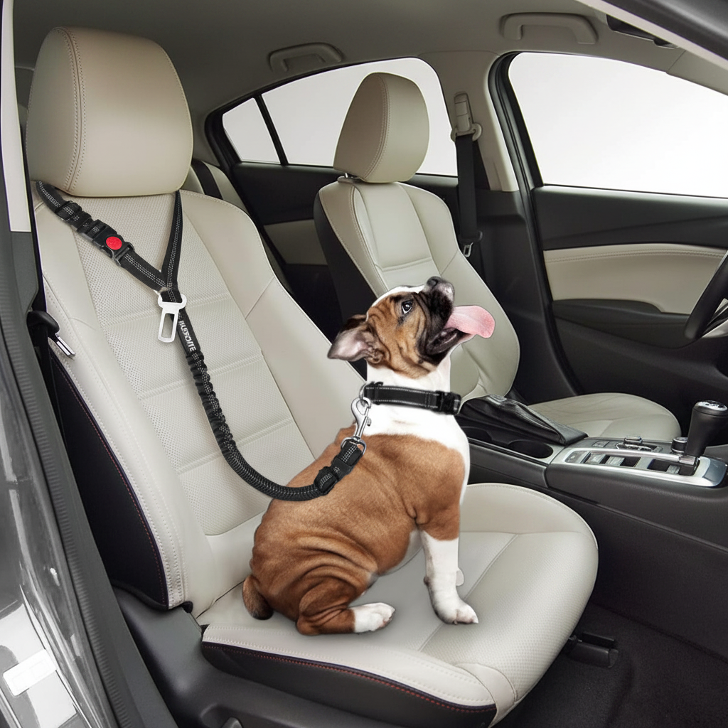Dog Car Safety Leash – Retractable Seat Belt Clip for Medium Dogs