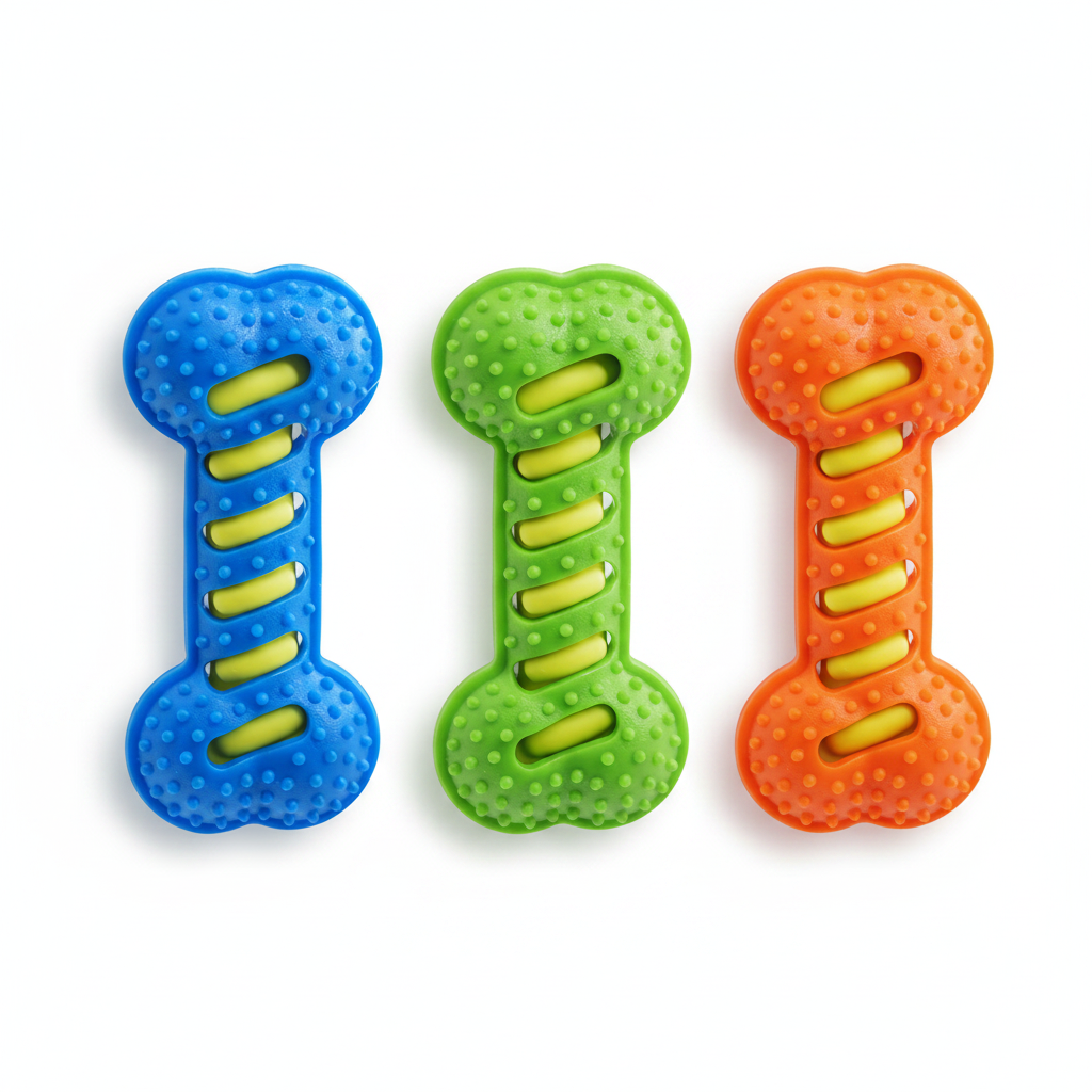 Squeaky Bone Dog Chew Toy – TPR Dental Chew for Aggressive Chewers