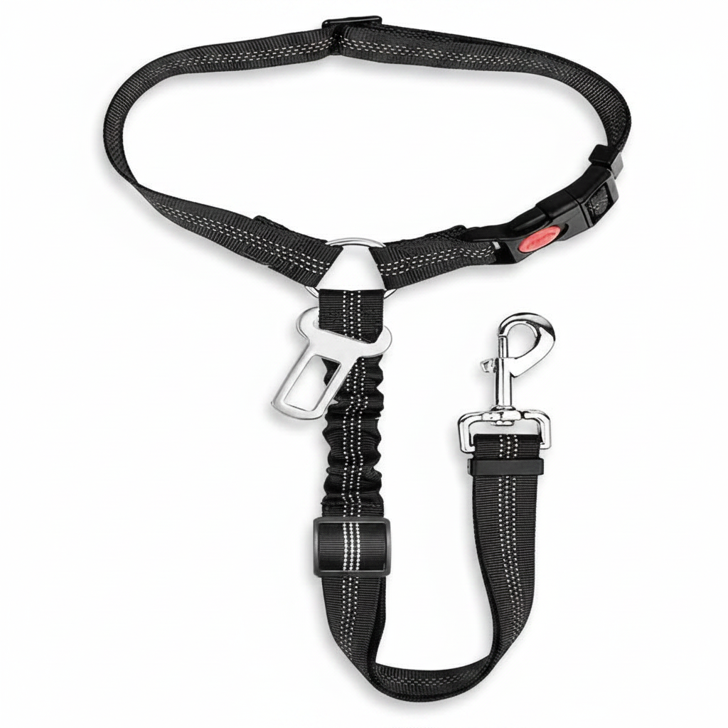 Dog Car Safety Leash – Retractable Seat Belt Clip for Medium Dogs