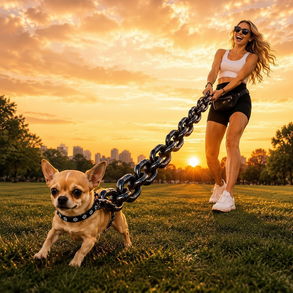 Lightweight Chain-Style Dog Leash – Stylish Metal-Look Lead for Small Dogs