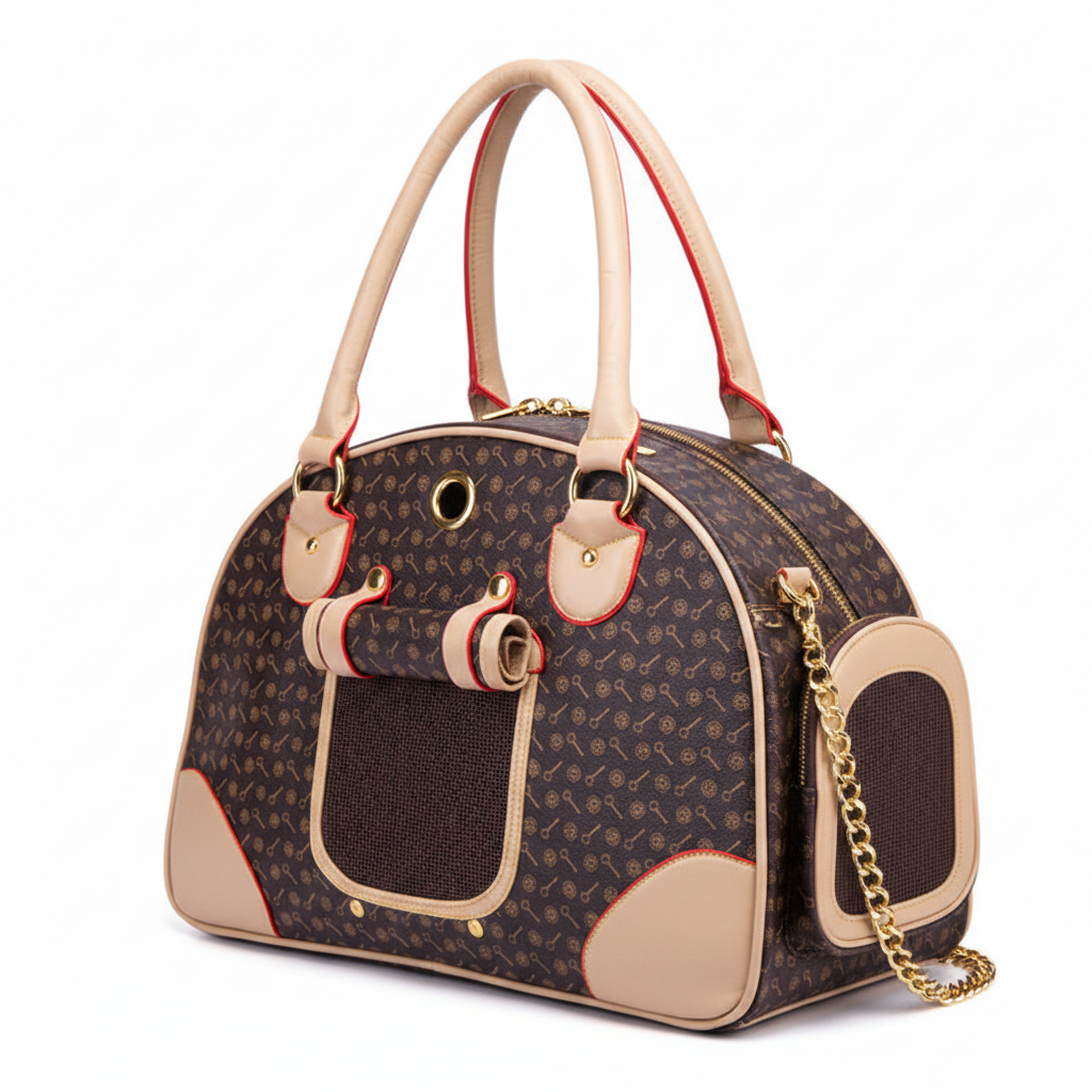 Luxury Pet Carrier Bag – PU Leather Travel Handbag for Small Dogs & Cats