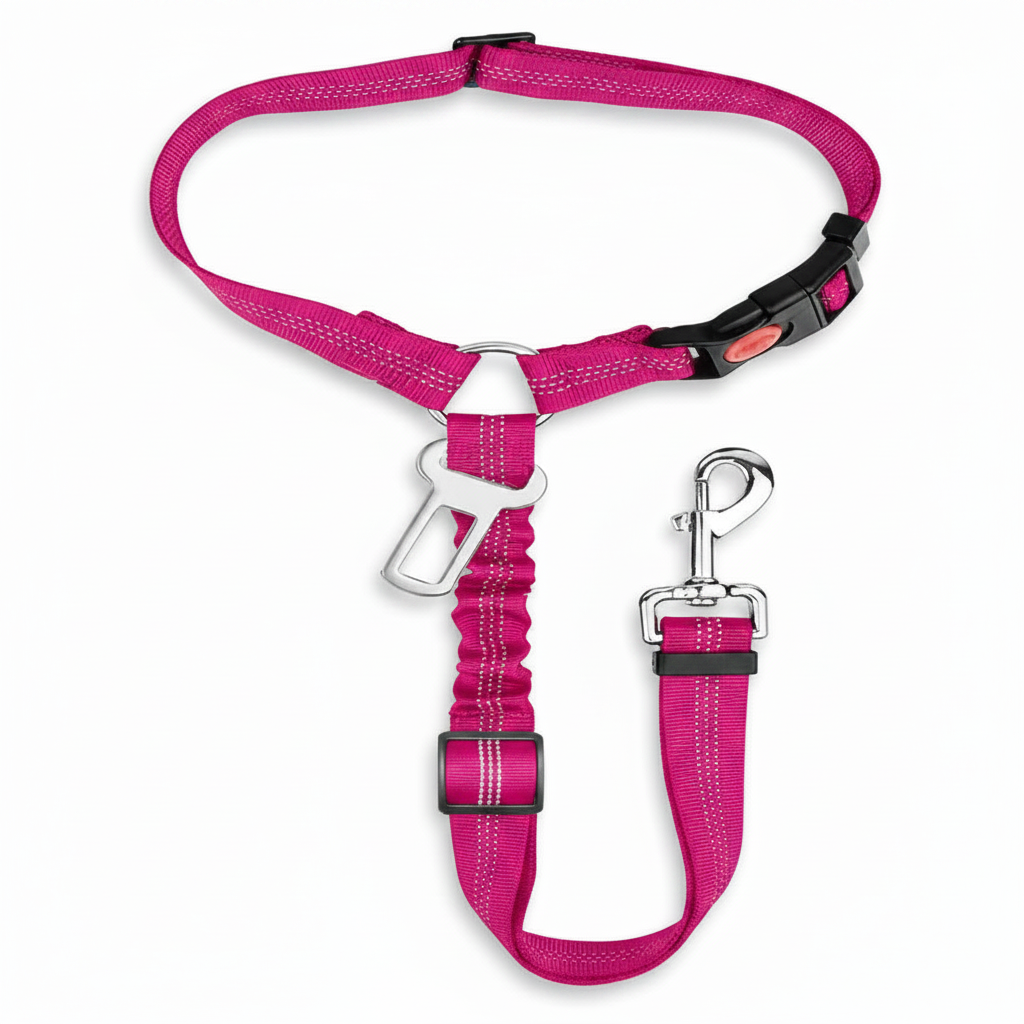 Dog Car Safety Leash – Retractable Seat Belt Clip for Medium Dogs