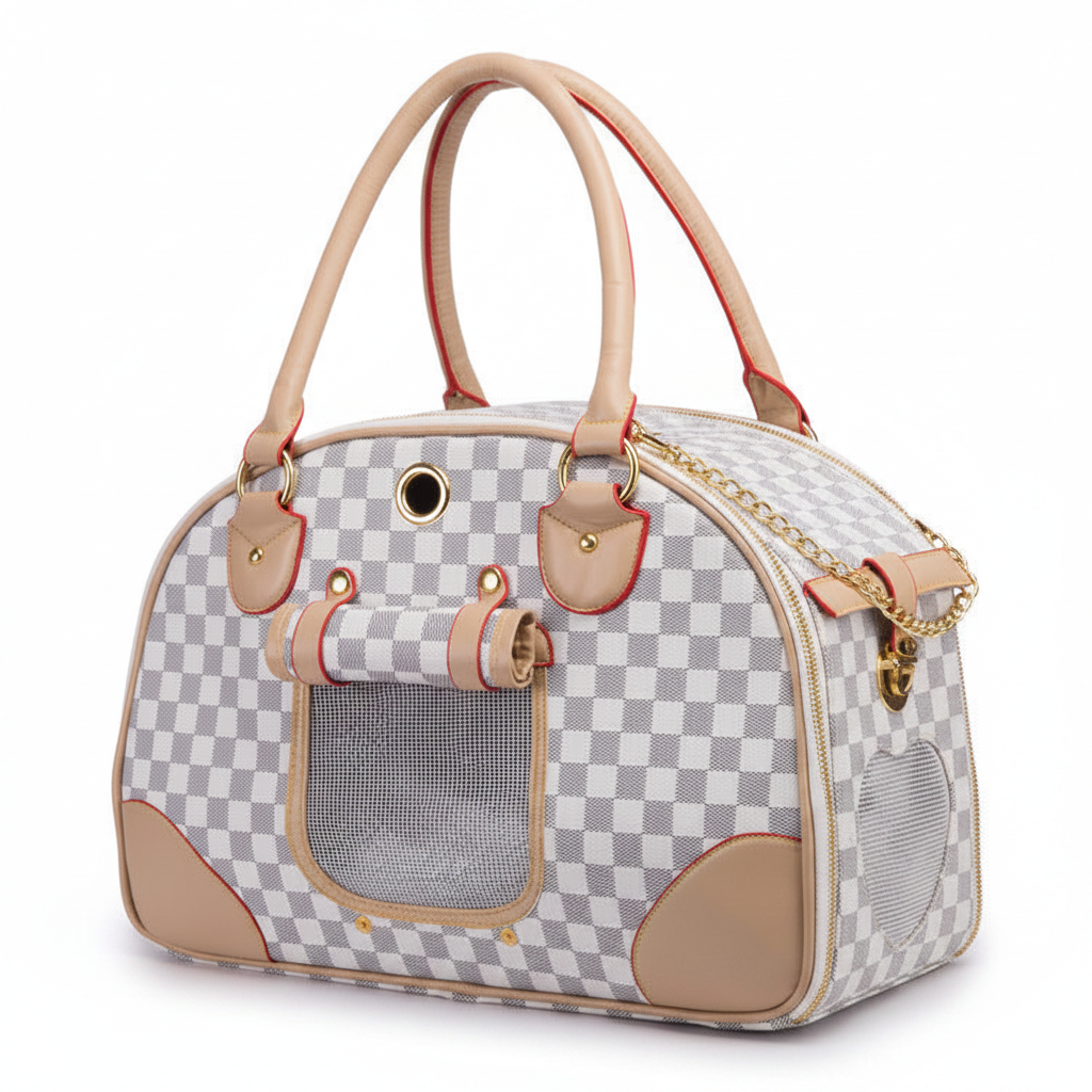 Luxury Pet Carrier Bag – PU Leather Travel Handbag for Small Dogs & Cats