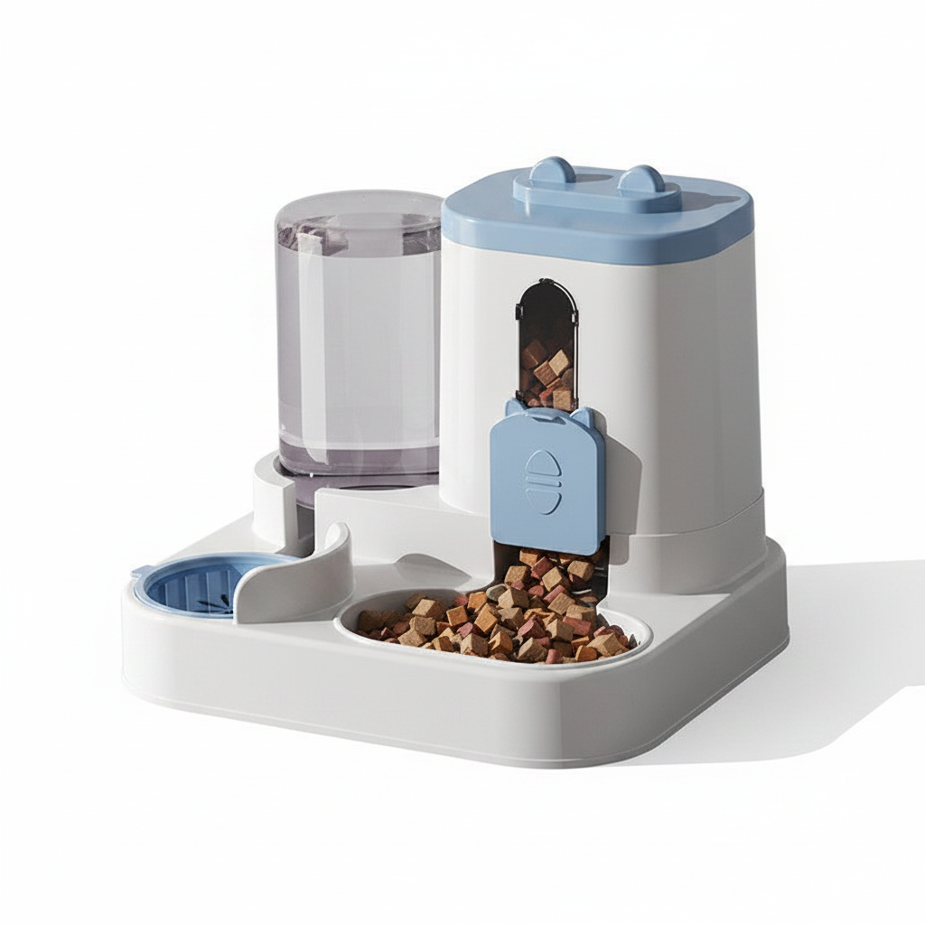 Automatic Pet Food Dispenser with Double Bowl – Portion Control for Cats & Dogs