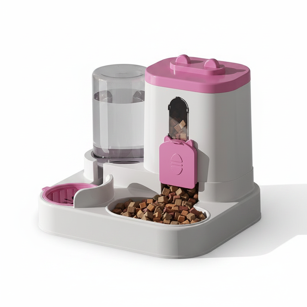 Automatic Pet Food Dispenser with Double Bowl – Portion Control for Cats & Dogs