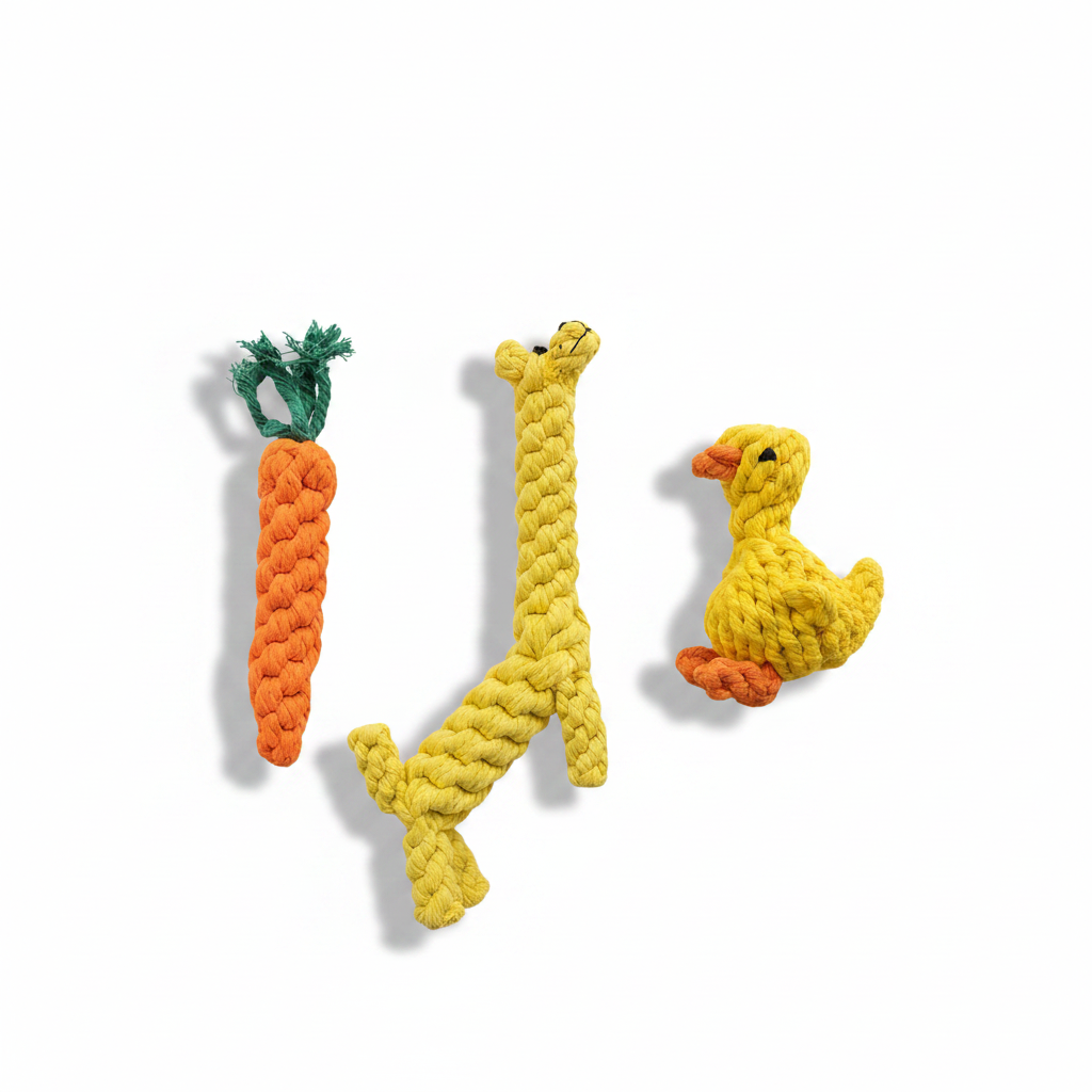 Cotton Rope Dog Chew Toy – Animal Shapes for Interactive Play