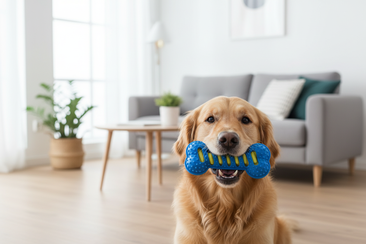 Squeaky Bone Dog Chew Toy – TPR Dental Chew for Aggressive Chewers