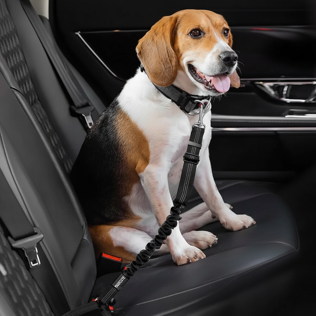 Dog Car Safety Leash – Retractable Seat Belt Clip for Medium Dogs