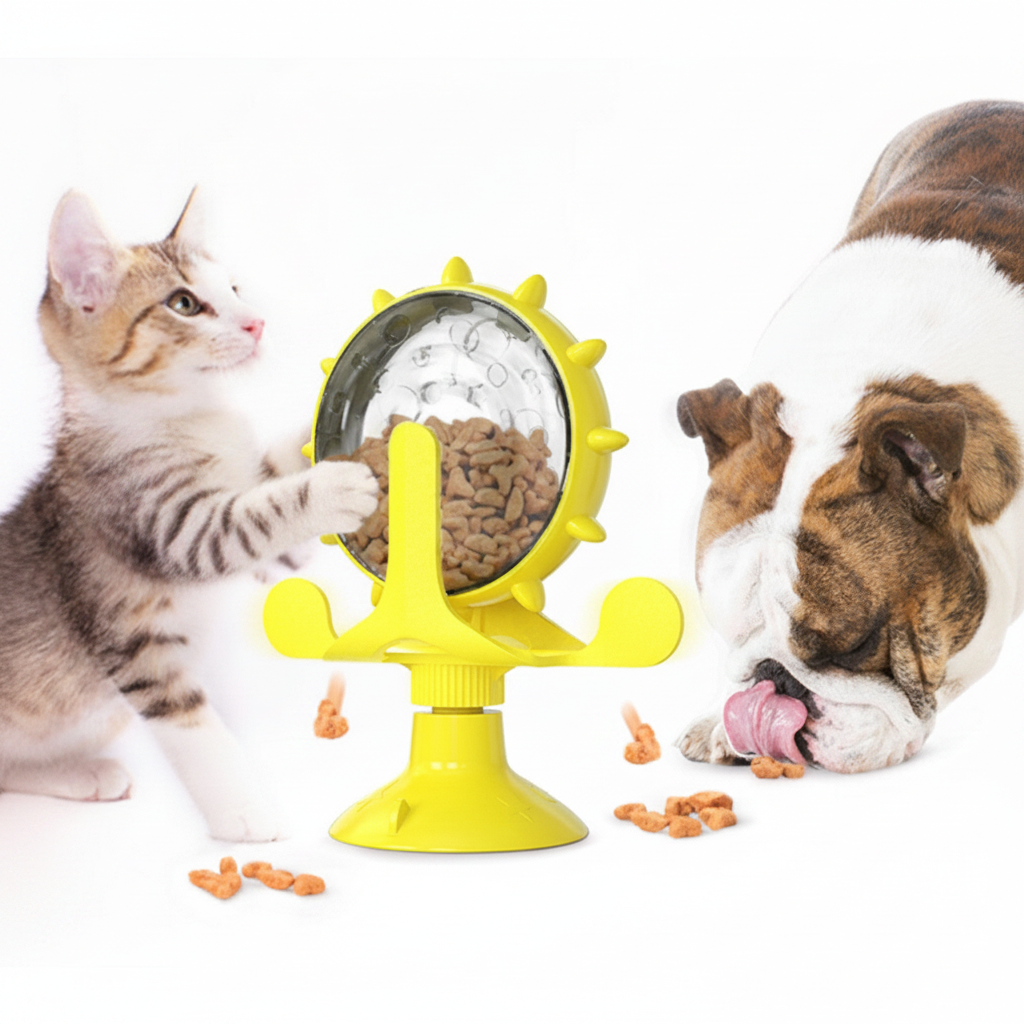 Cat Slow Feeder & Interactive Toy Combo – Windmill Tumbler for Mental Stimulation