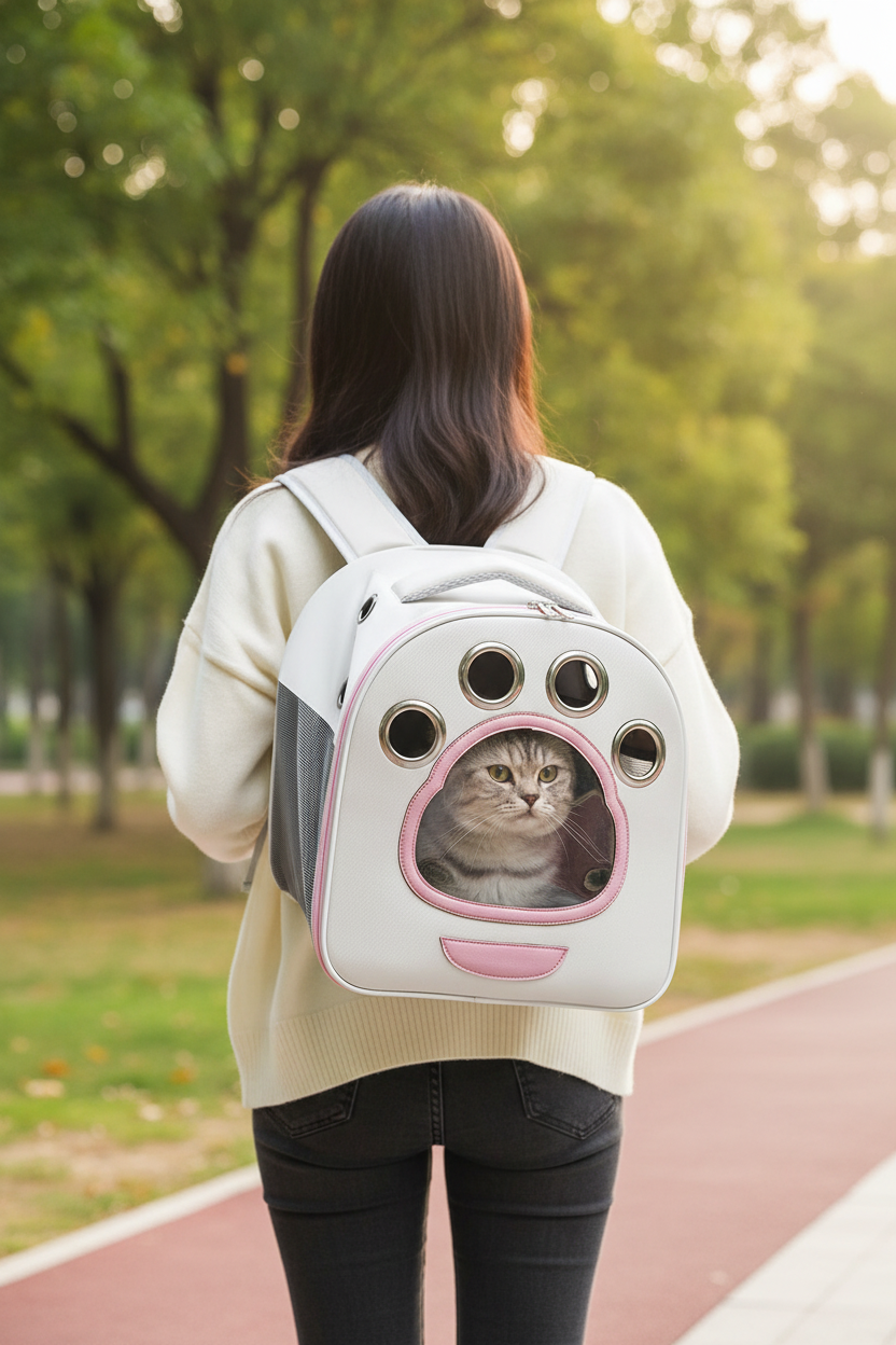 The Daily Paw Cat Backpack Carrier — Foldable Breathable Travel Bag for Cats & Small Dogs